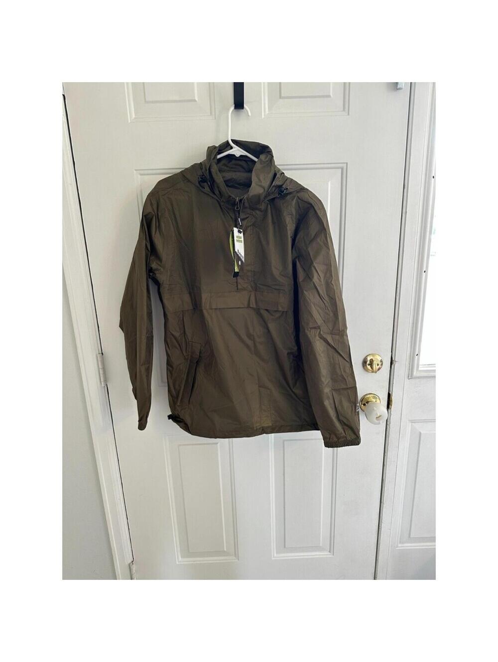 Men's Hooded outdoor venture Lightweight Rain Olive NWT